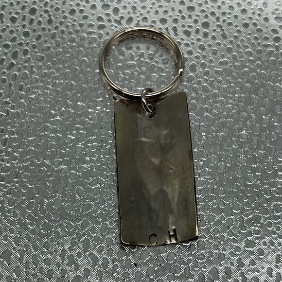 Navajo Sterling Tone And Turquoise Inlay KeyRing Tribal Dancer Key Chain Signed - Picture 6 of 7